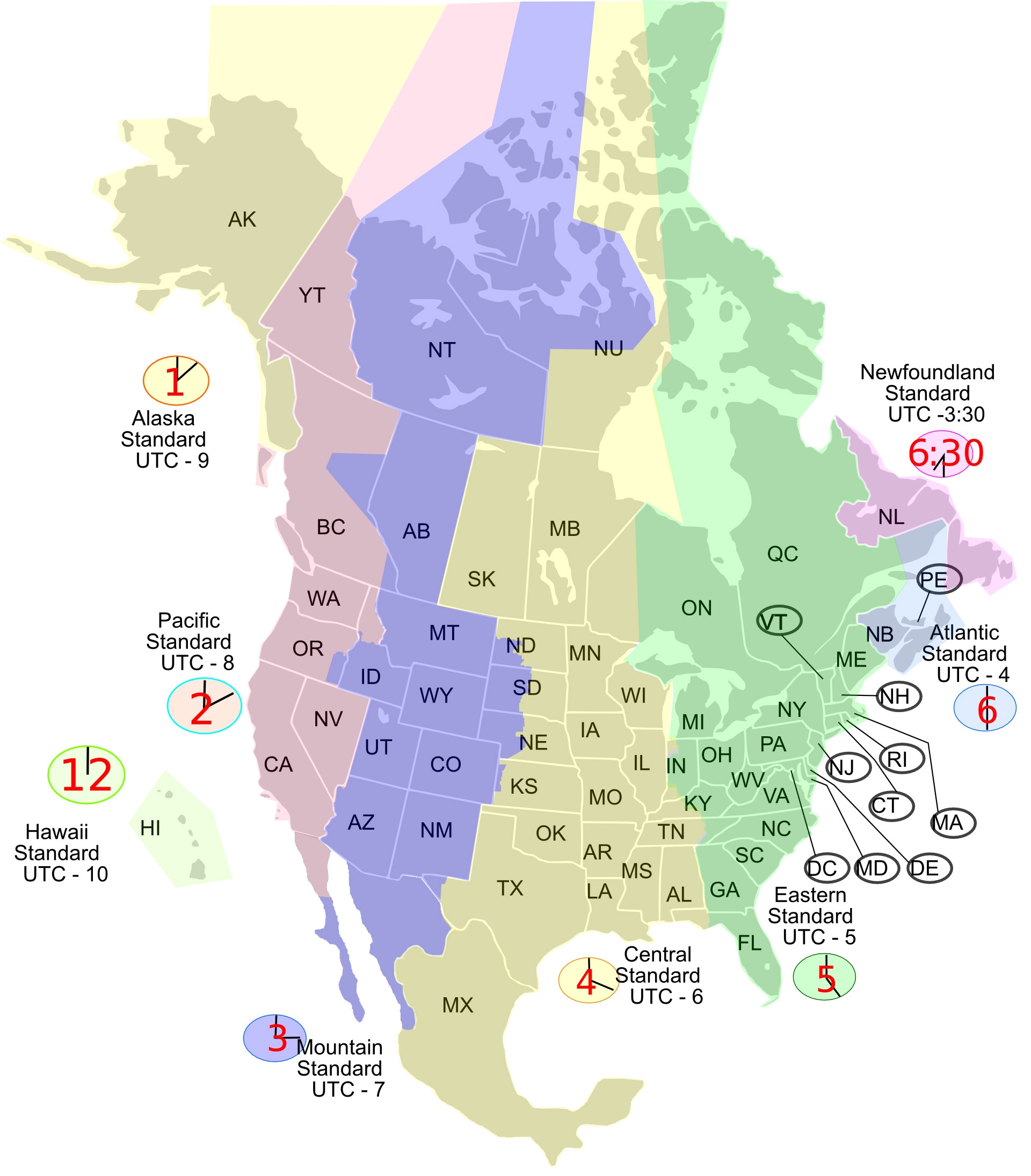 printable map with time zones usa