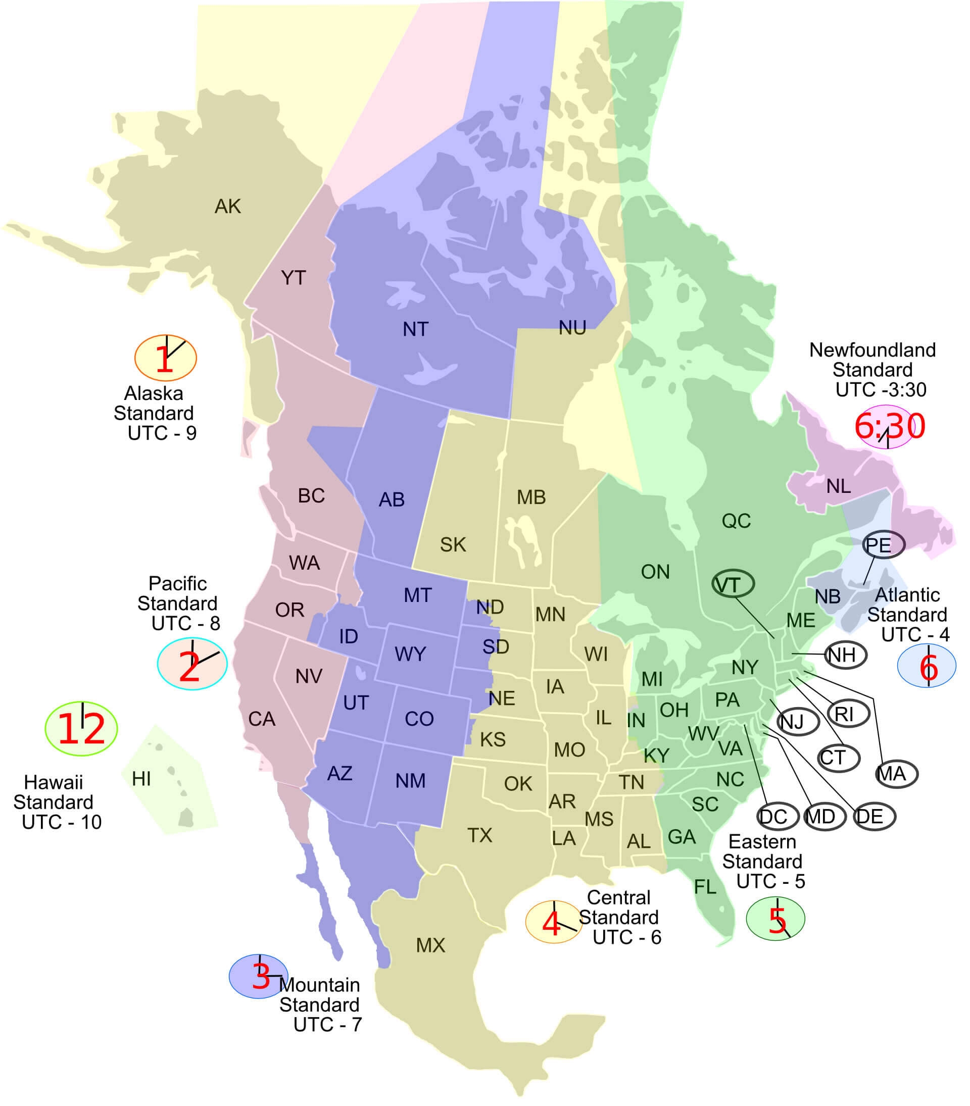 usa time zone map printable