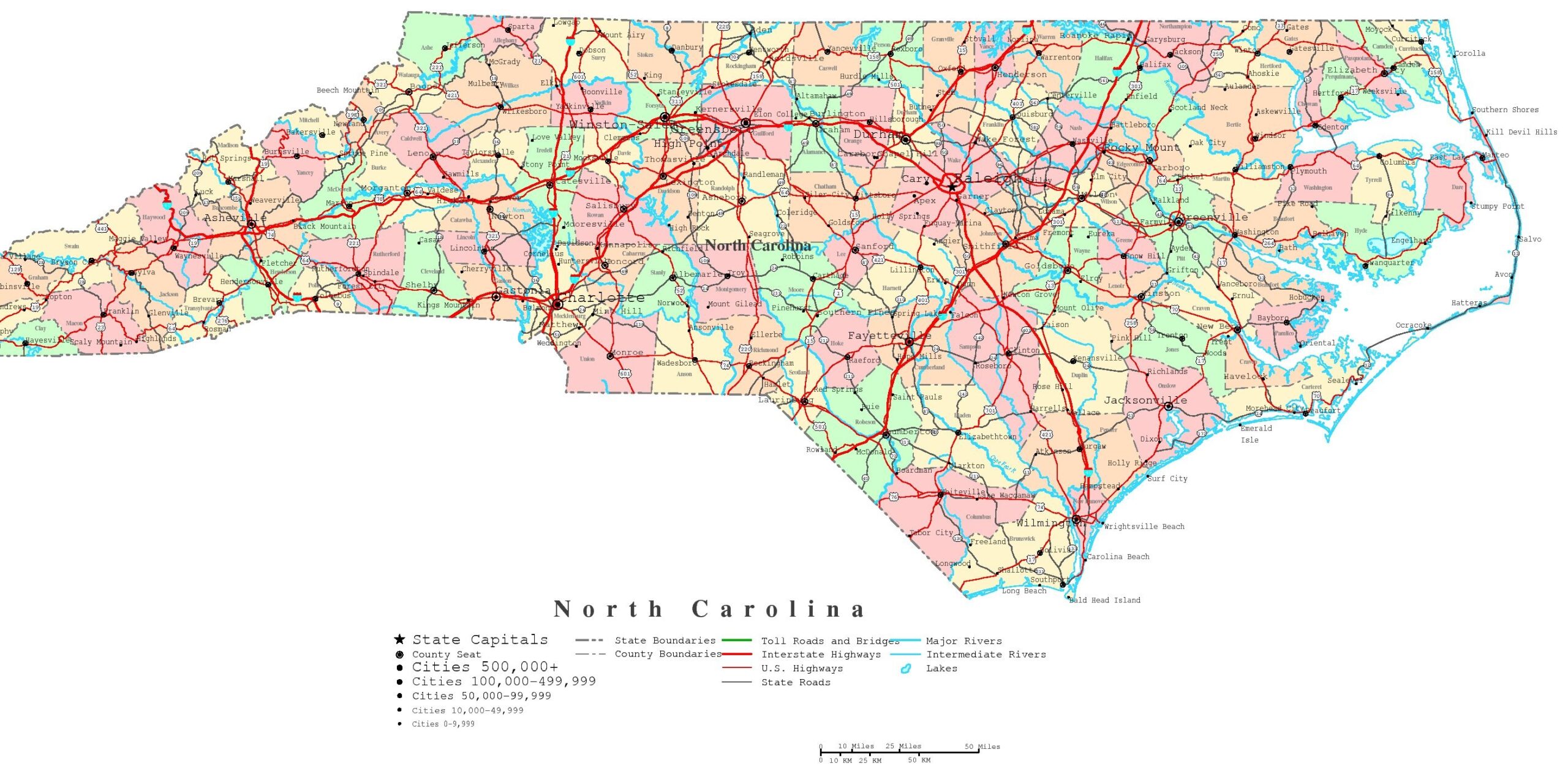 North Carolina Printable Map North Carolina Printable Map