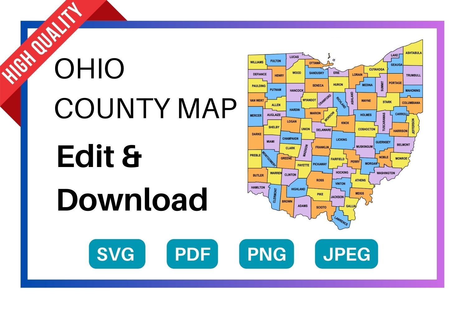 ohio county map printable