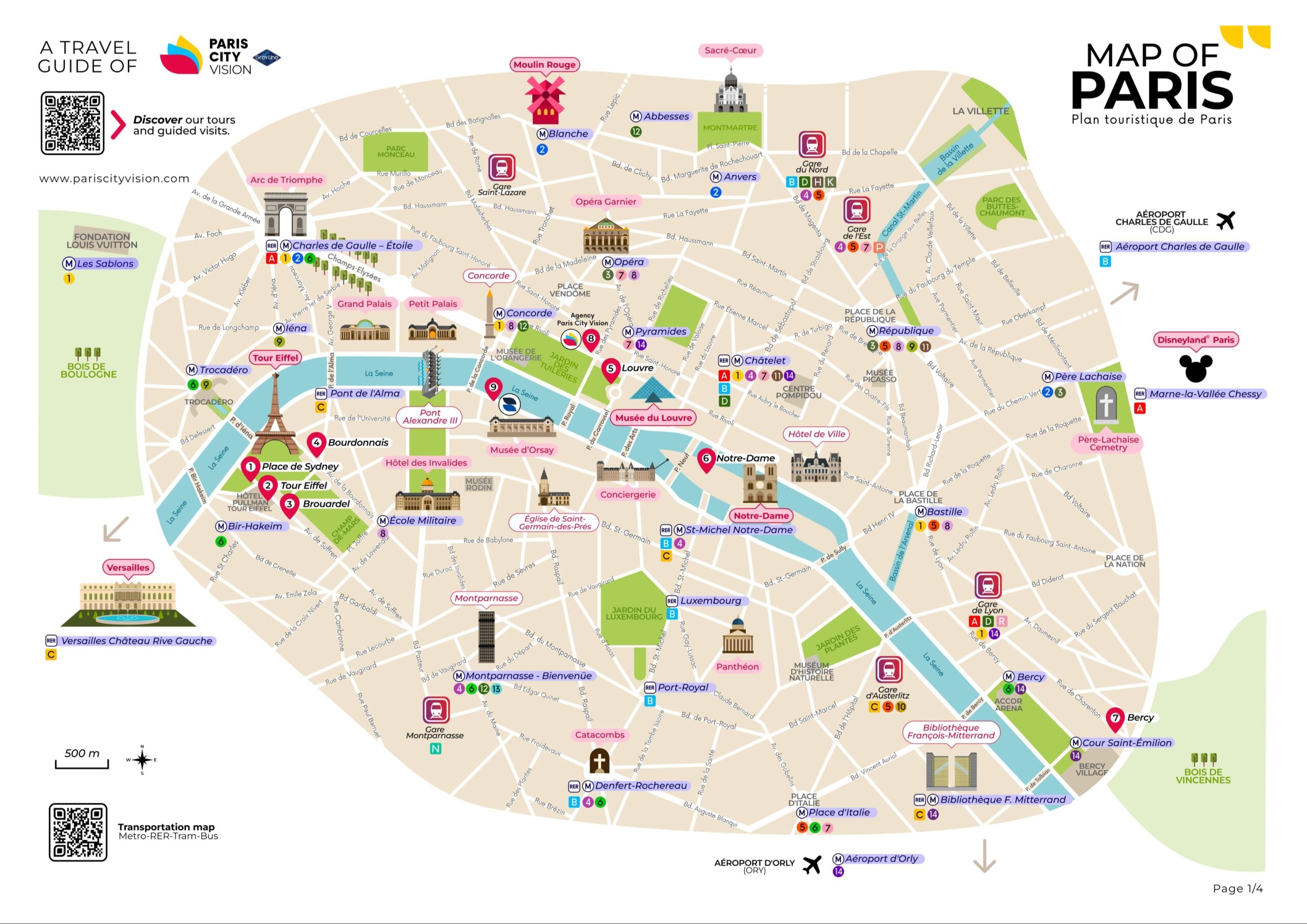Paris Tourist Map Downloadable Map PARISCityVISION
