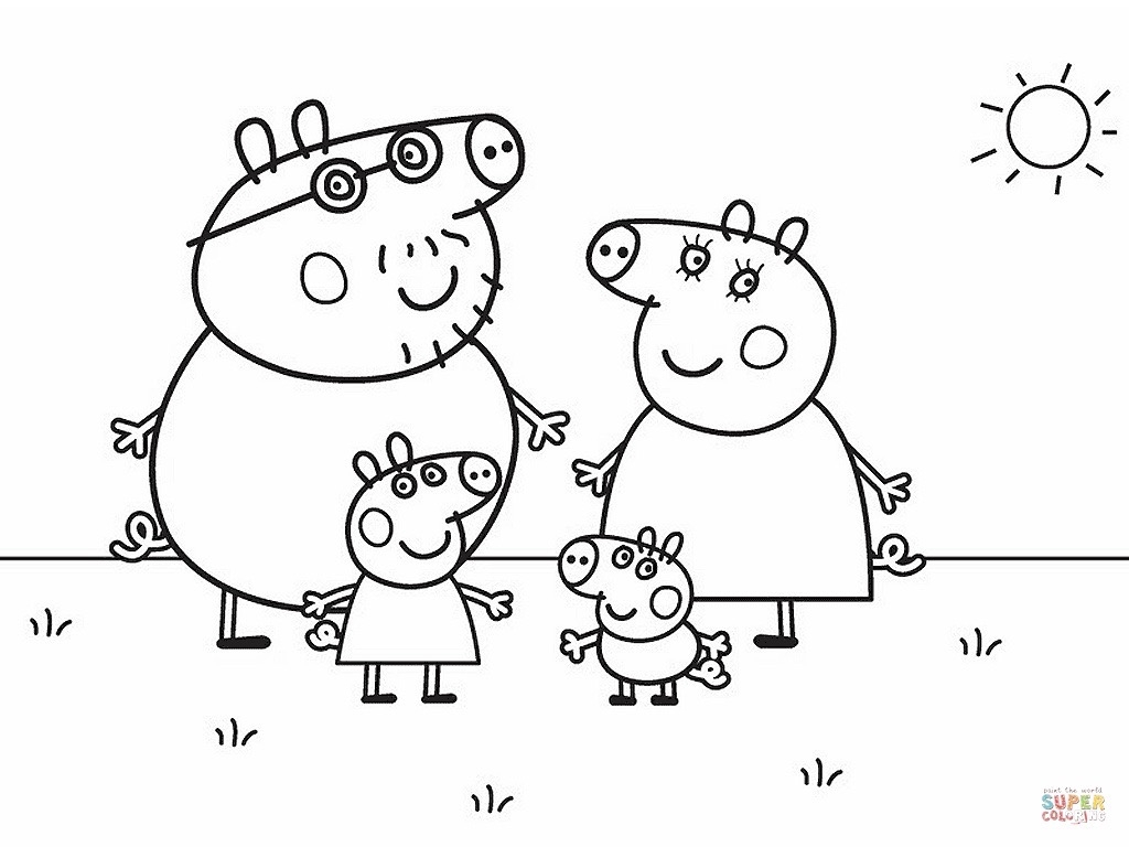Peppa Pig And Her Family Peppa Pig Coloring Pages