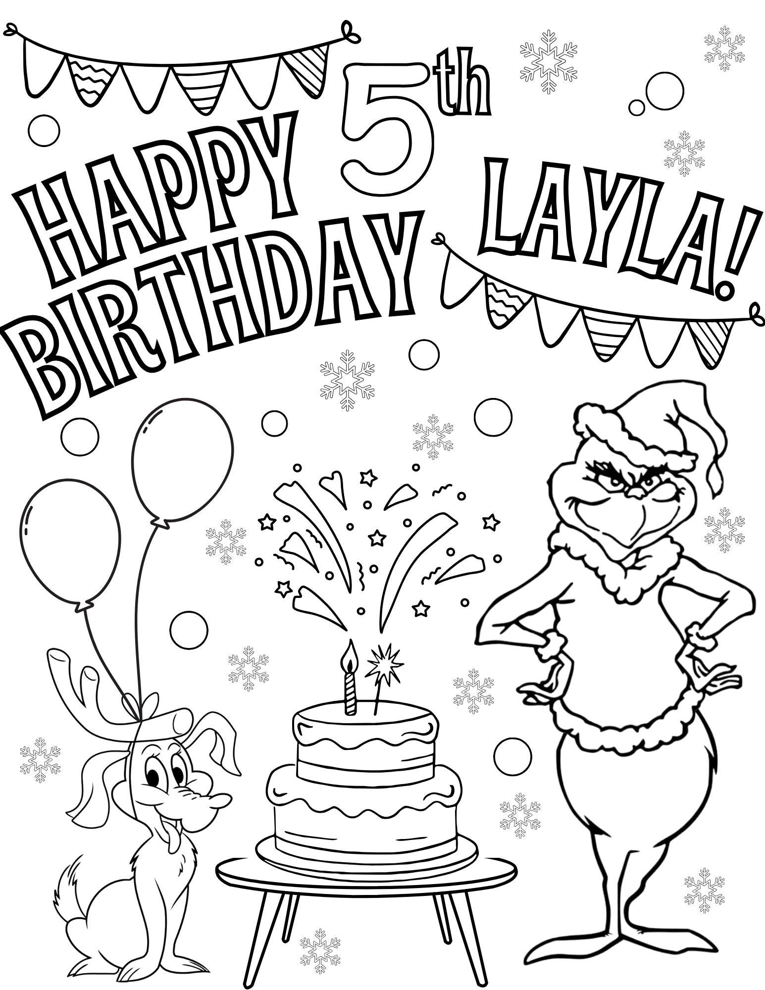 Personalized Grinch Birthday Coloring Sheet Print At Home Etsy Personalized Grinch Birthday Coloring Sheet Print At Home Etsy