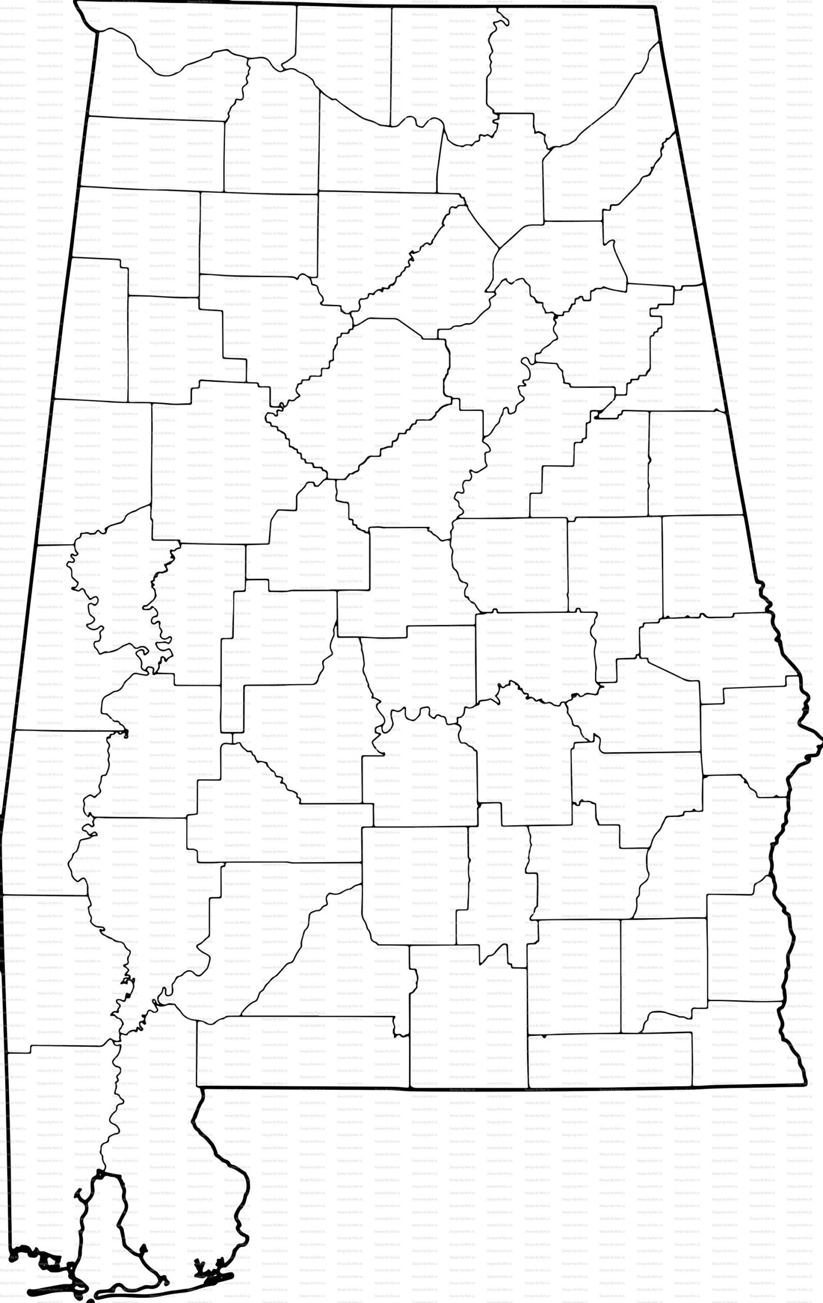 Printable Alabama Map Printable AL County Map Digital Download PDF MAP18 Etsy