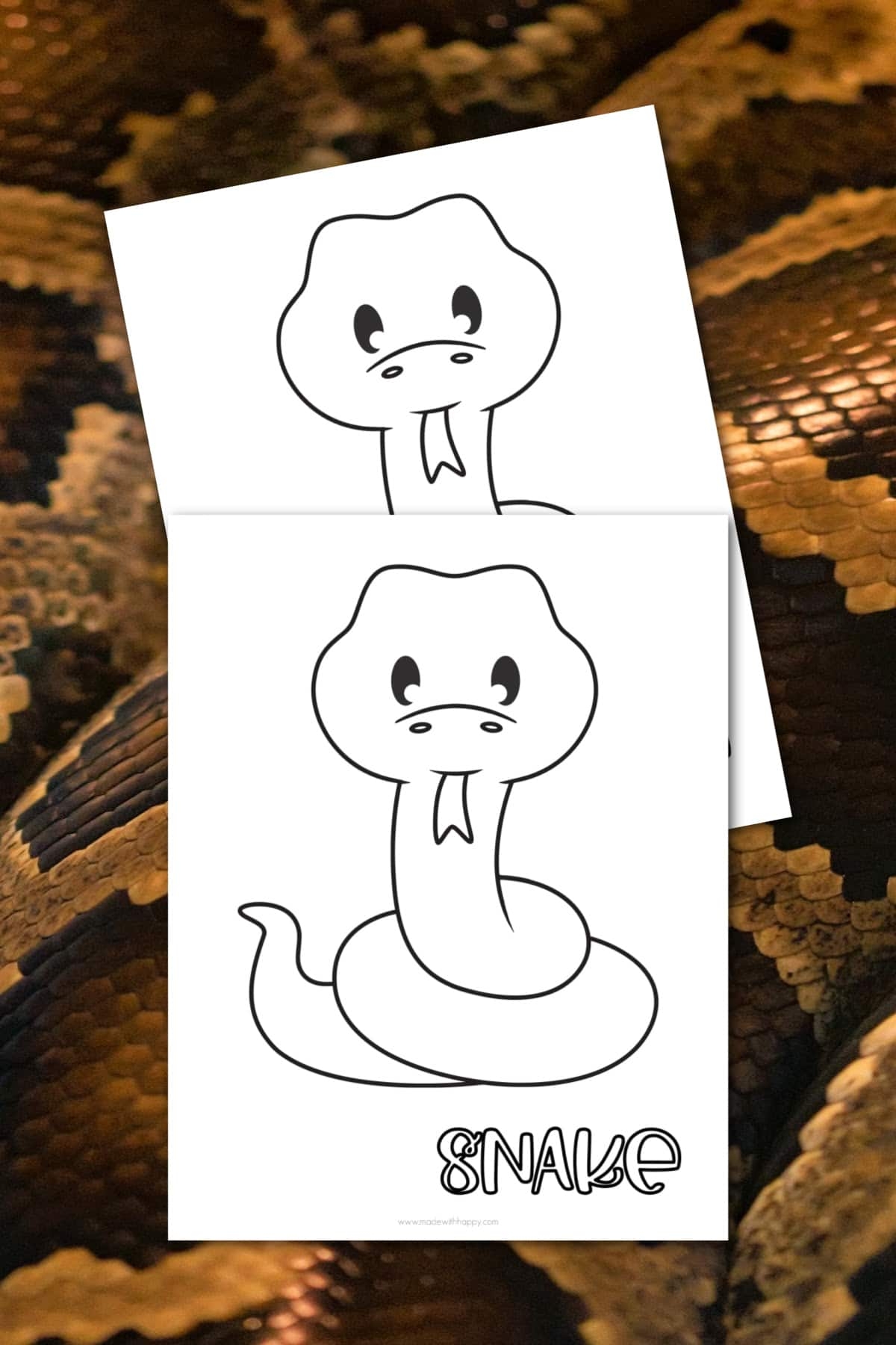 Printable Snake Coloring Page Made With HAPPY