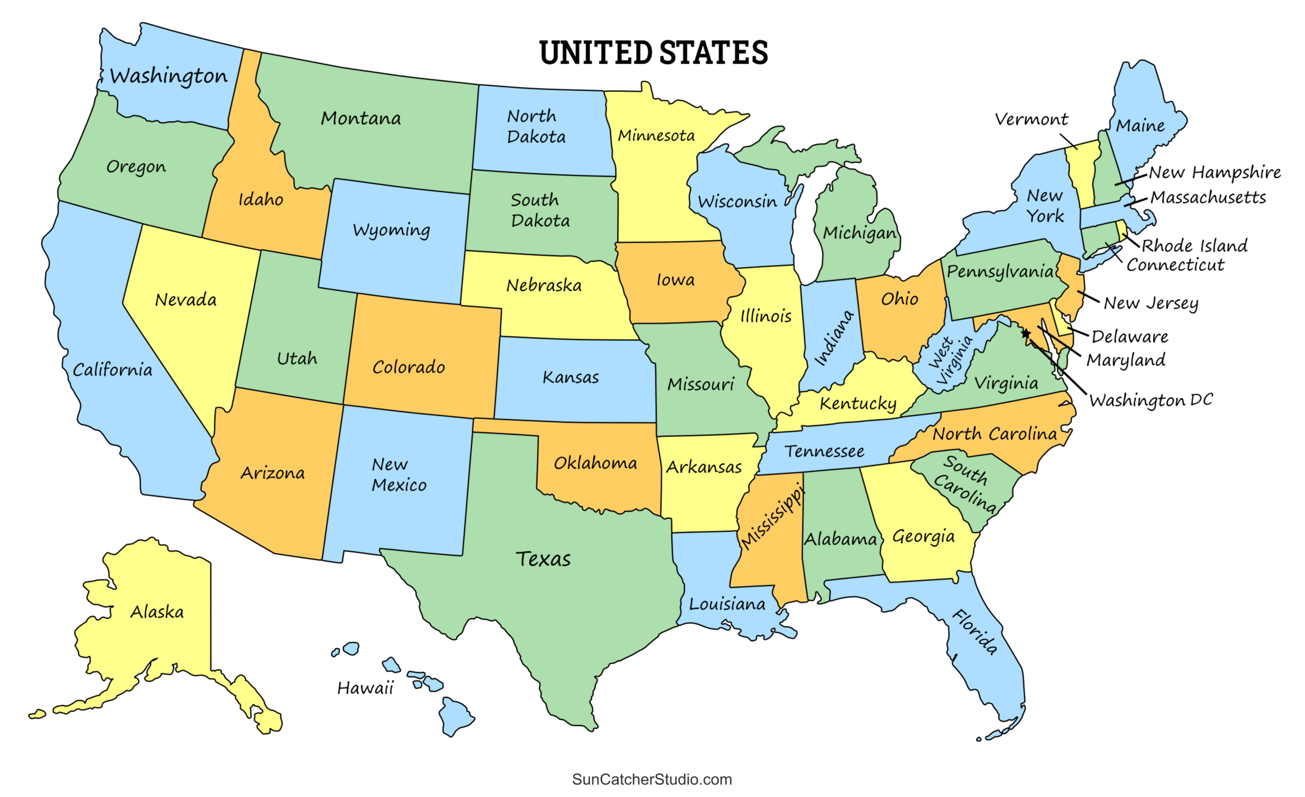 large printable us map