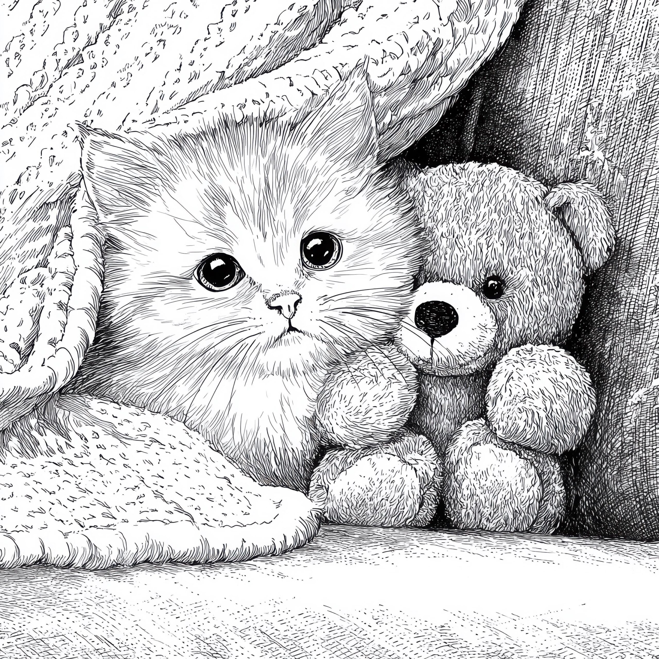Realistic Cat Coloring Pages 32 Lifelike Kitten Printables For Adults Kids Cute Cats Printable Coloring Book PDF Etsy