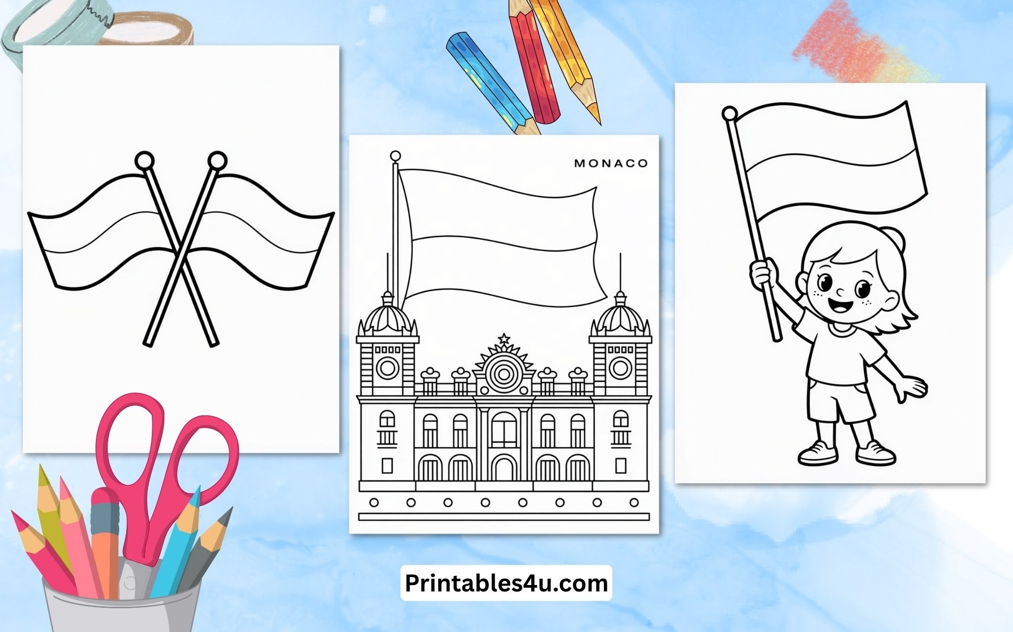 monaco flag coloring page