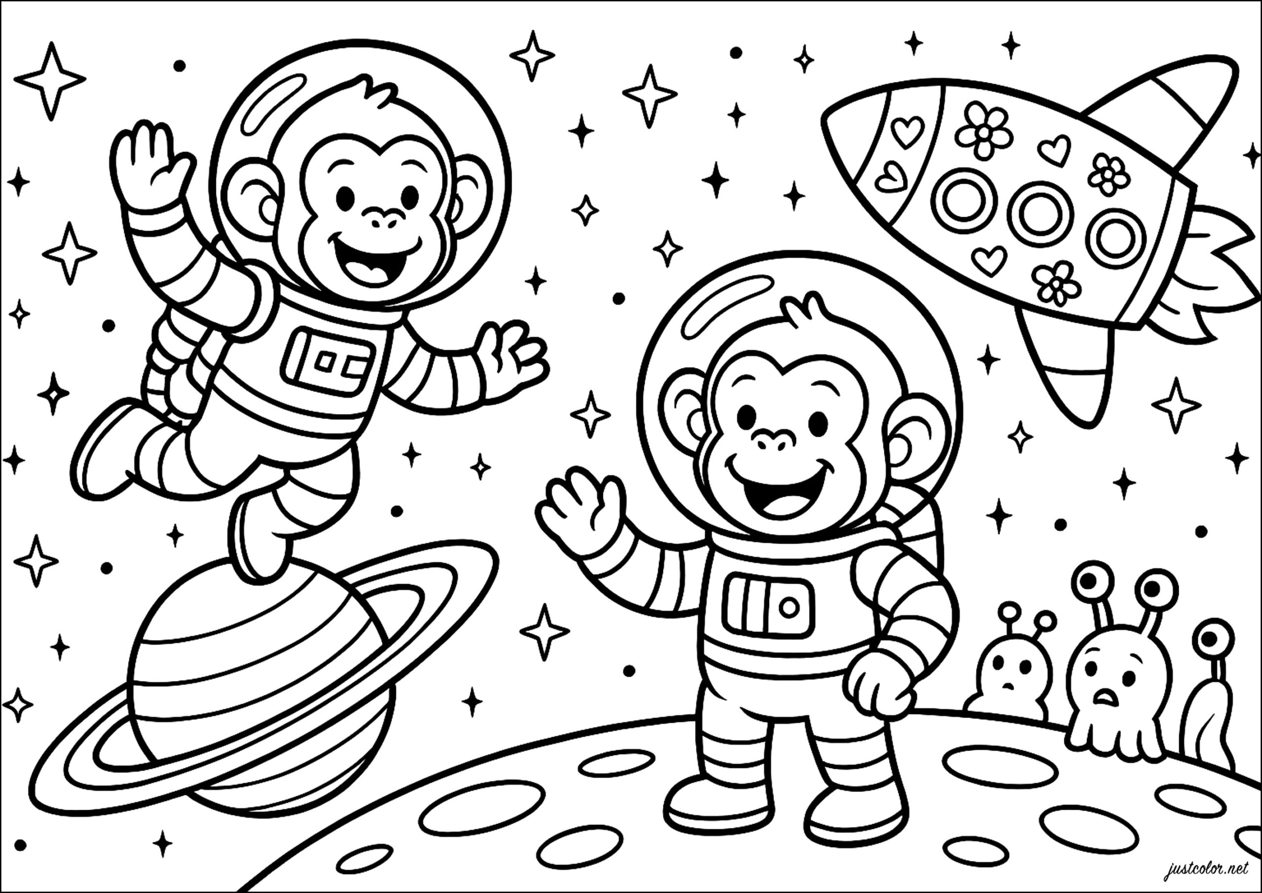 Space Adventures Of The Happy Monkeys Chimpanzees In Space Coloring Pages Space Adventures Of The Happy Monkeys Chimpanzees In Space Coloring Pages