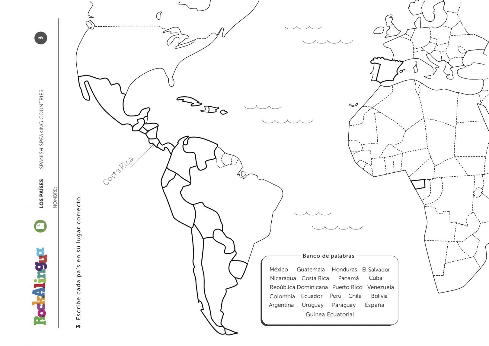 Spanish Speaking Countries Worksheet For Kids