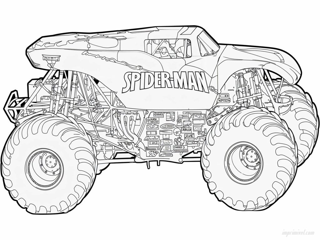 Spider Man Monster Jam Coloring Page To Print
