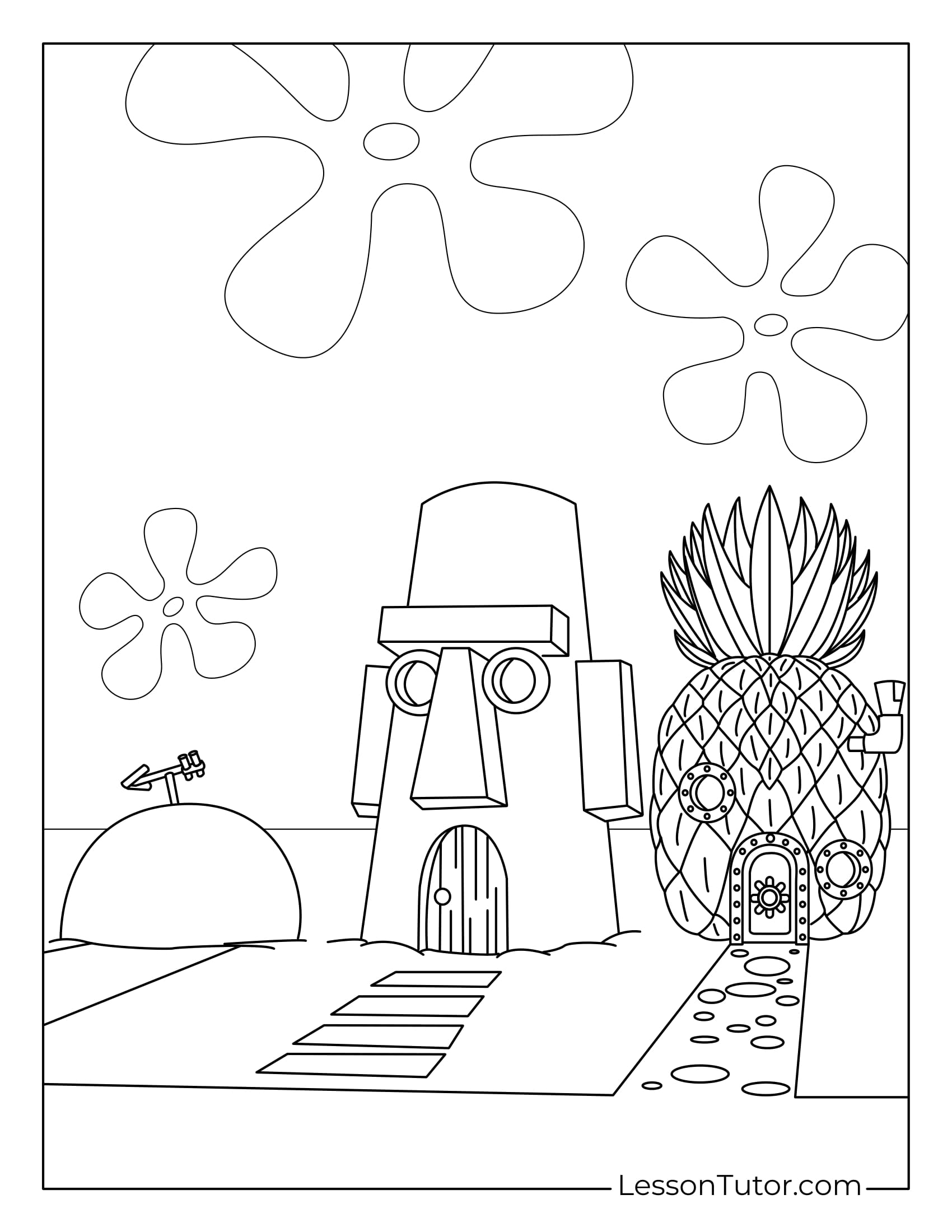 SpongeBob Houses Coloring Pages Lesson Tutor SpongeBob Houses Coloring Pages Lesson Tutor