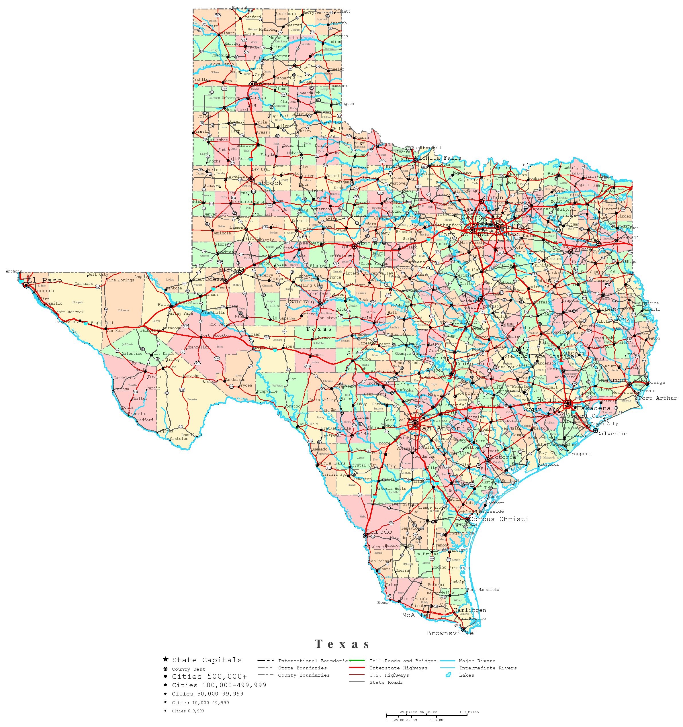 printable texas county map