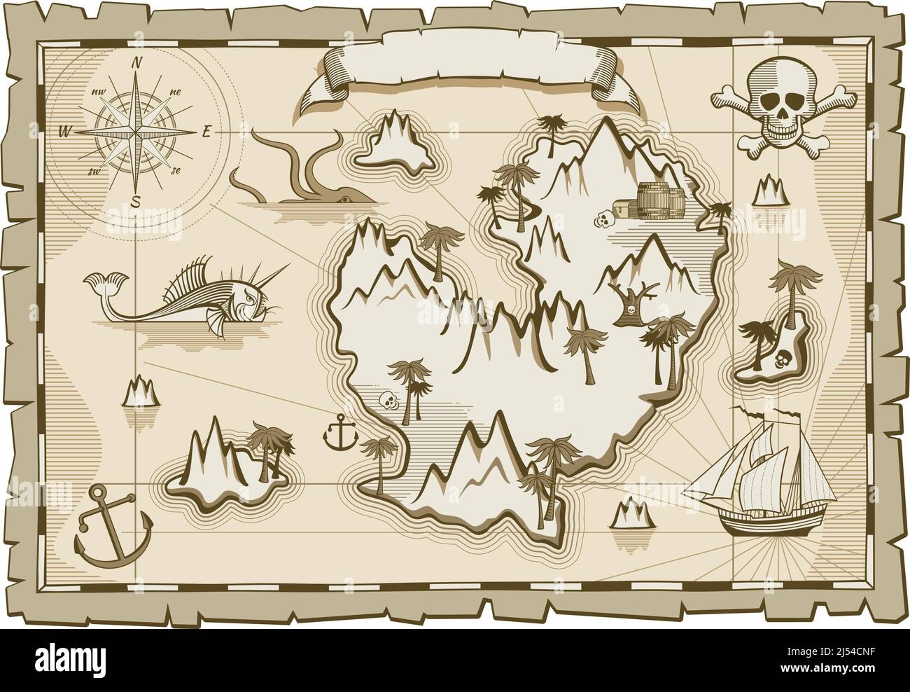 Treasure Map Template Aged Paper With Pirate Island Stock Vector Image Art Alamy Treasure Map Template Aged Paper With Pirate Island Stock Vector Image Art Alamy