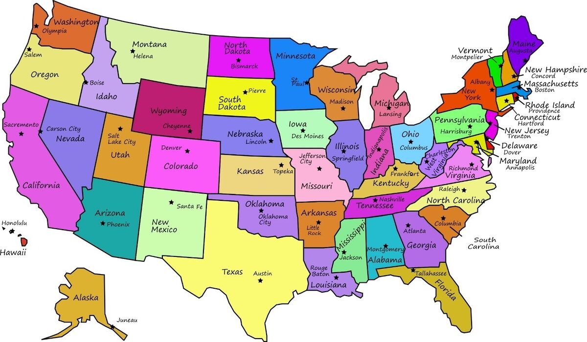 UNITED STATES MAP WITH CAPITALS GLOSSY POSTER PICTURE BANNER PRINT PHOTO US 7143 EBay