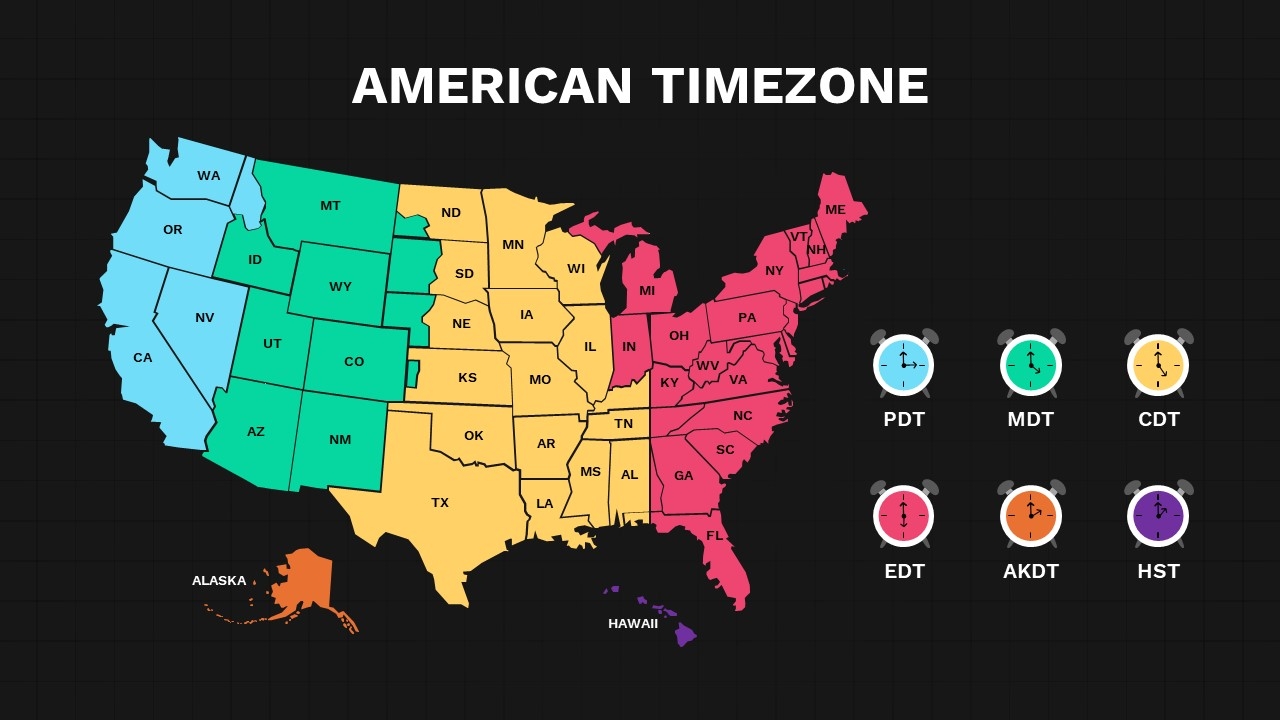 us time zone map printable