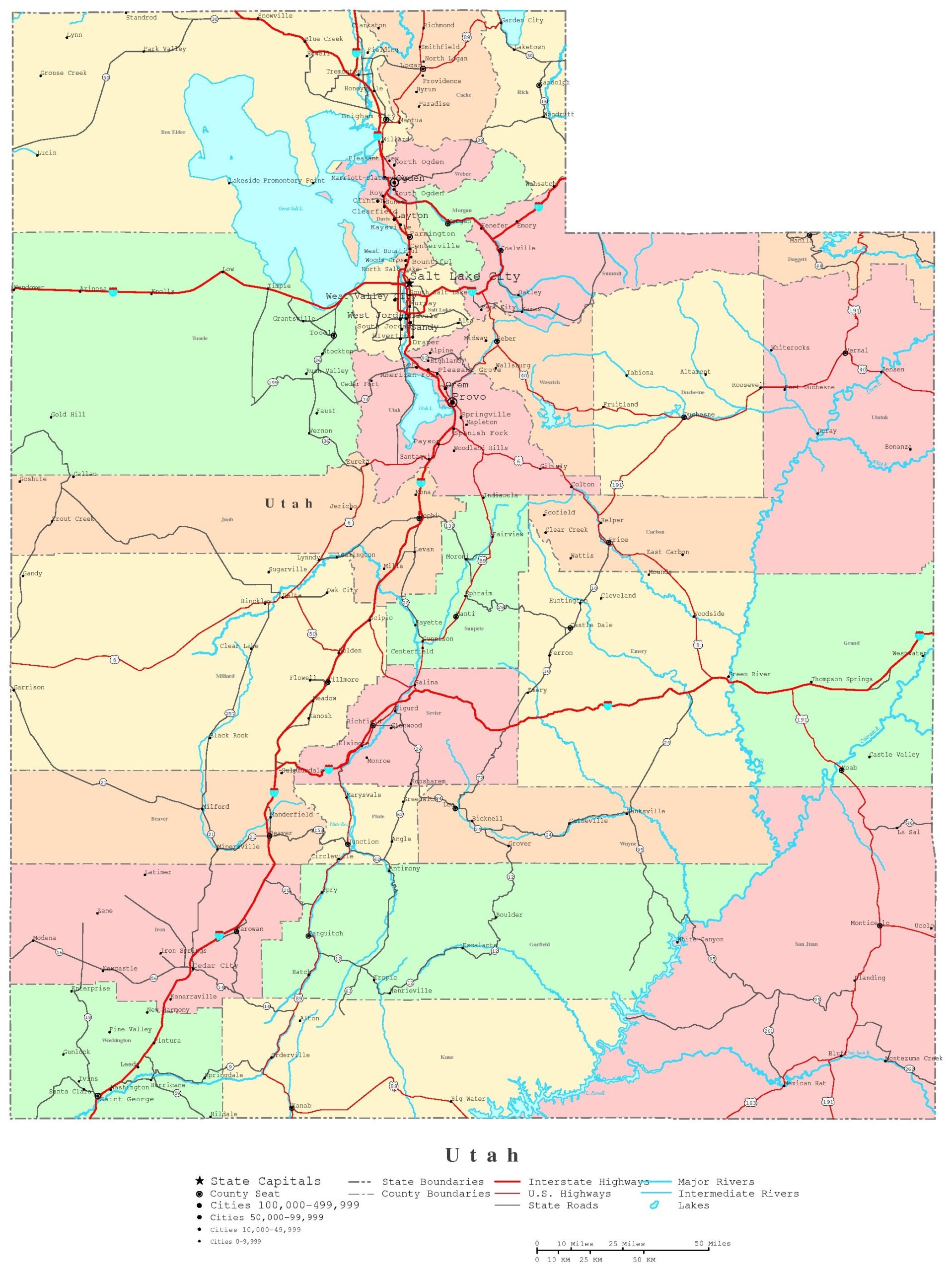 Utah Printable Map Utah Printable Map