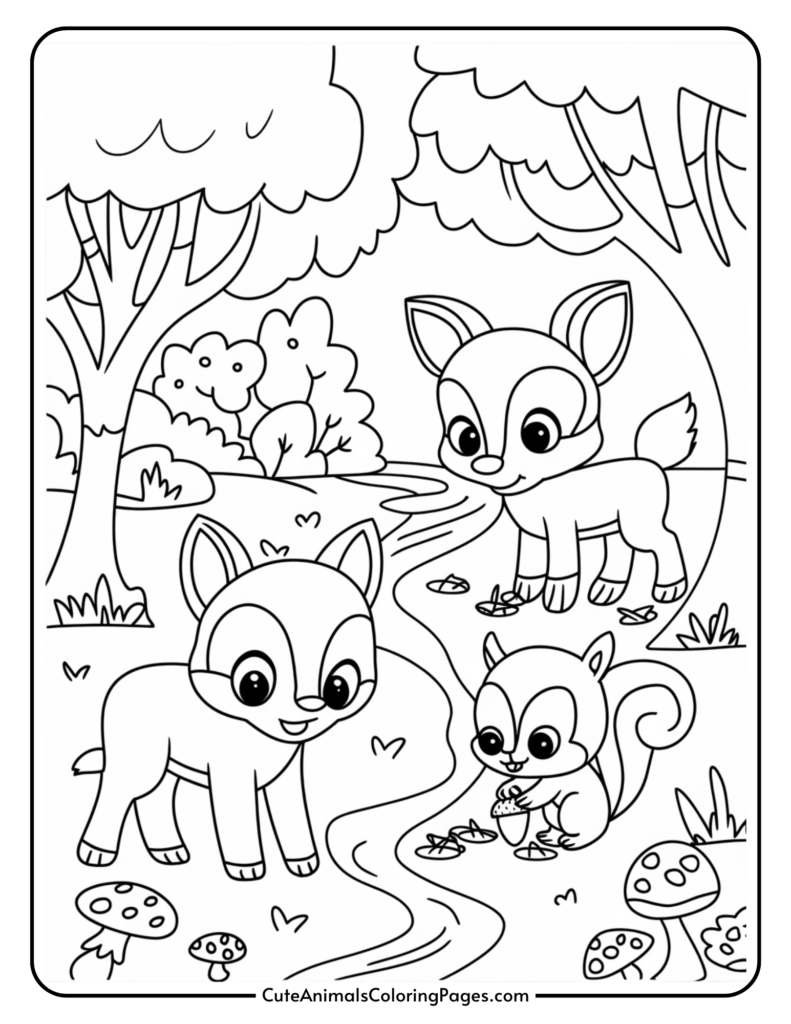 Woodland Animals Coloring Pages 4 Free Printable Pages Cute Animals Coloring Pages